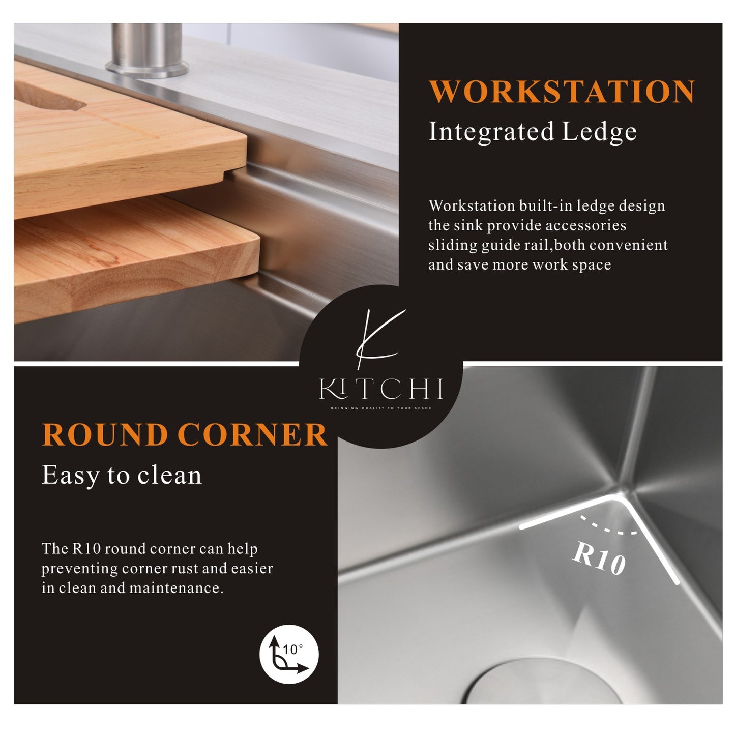 45" Single Bowl Satin Stainless Steel Under Mount Kitchen Sink Two Ledge