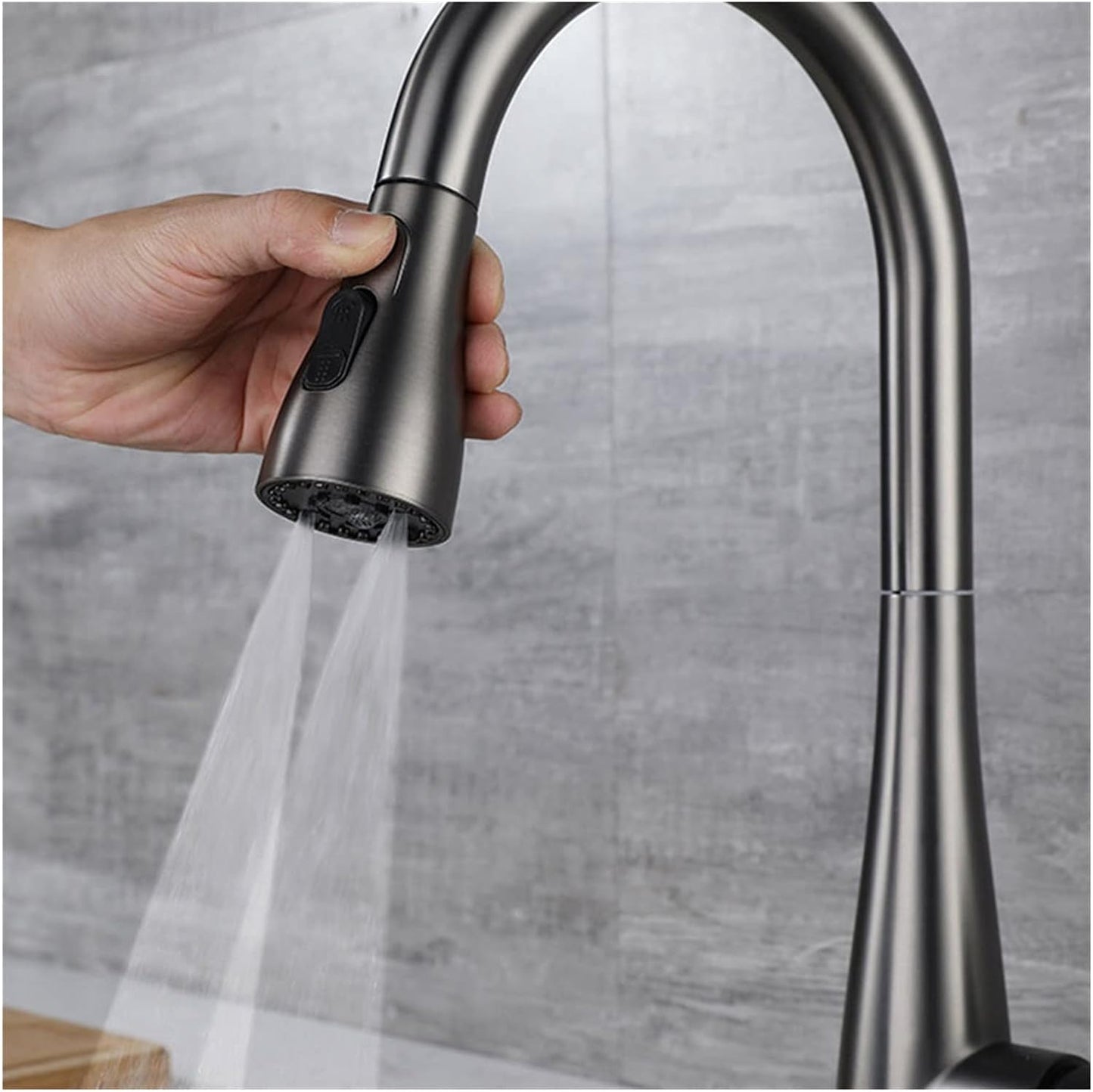 3 Modes Pull-Out Kitchen Faucet 304 Stainless Steel (Color : Matte Grey, Brushed nickel)