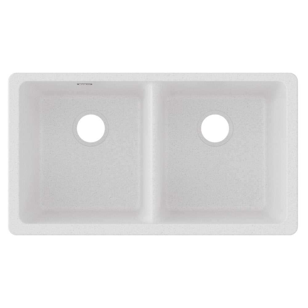 Elkay Quartz Classic White Quartz 33 in. Equal Double Bowl Undermount Kitchen Sink