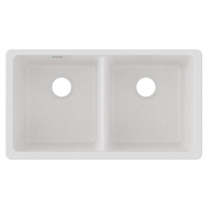 Elkay Quartz Classic White Quartz 33 in. Equal Double Bowl Undermount Kitchen Sink