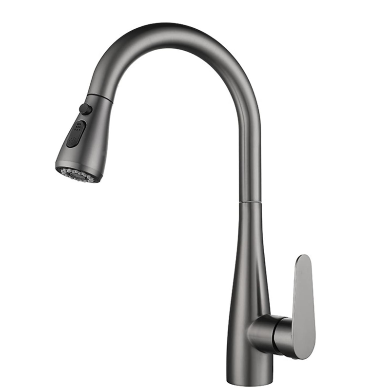 3 Modes Pull-Out Kitchen Faucet 304 Stainless Steel (Color : Matte Grey, Brushed nickel)