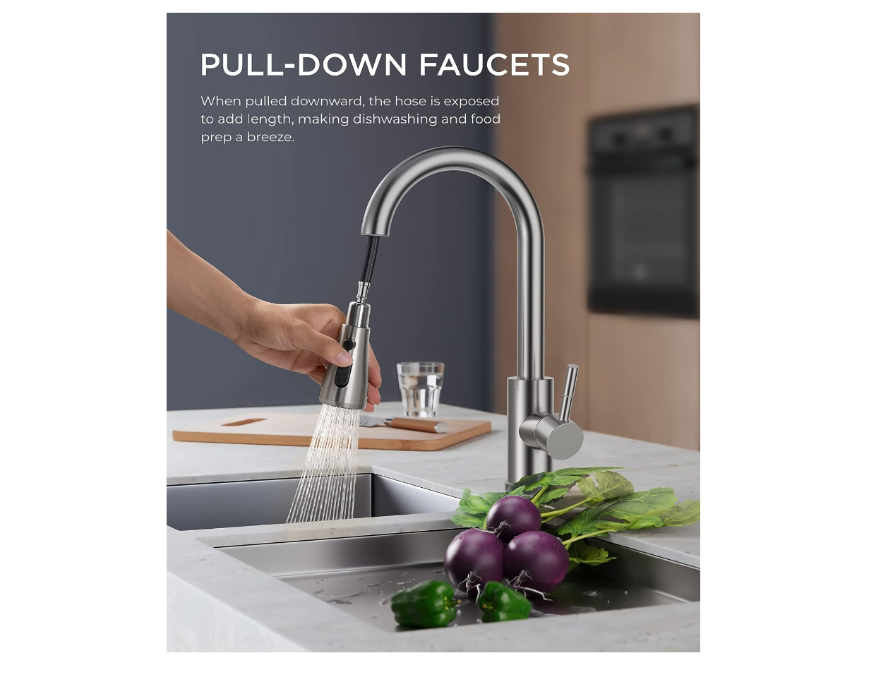 Kitchen Faucet with Pull Down Sprayer, High Arc Single Handle Stainless Steel Sink Faucets 1 or 3 Hole, Kitchen Sink Faucets