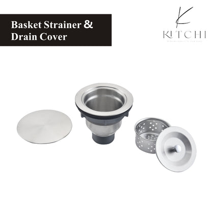 Stainless Steel 3-1/2" Basket Strainer with Drain Assembly And Drain Cover