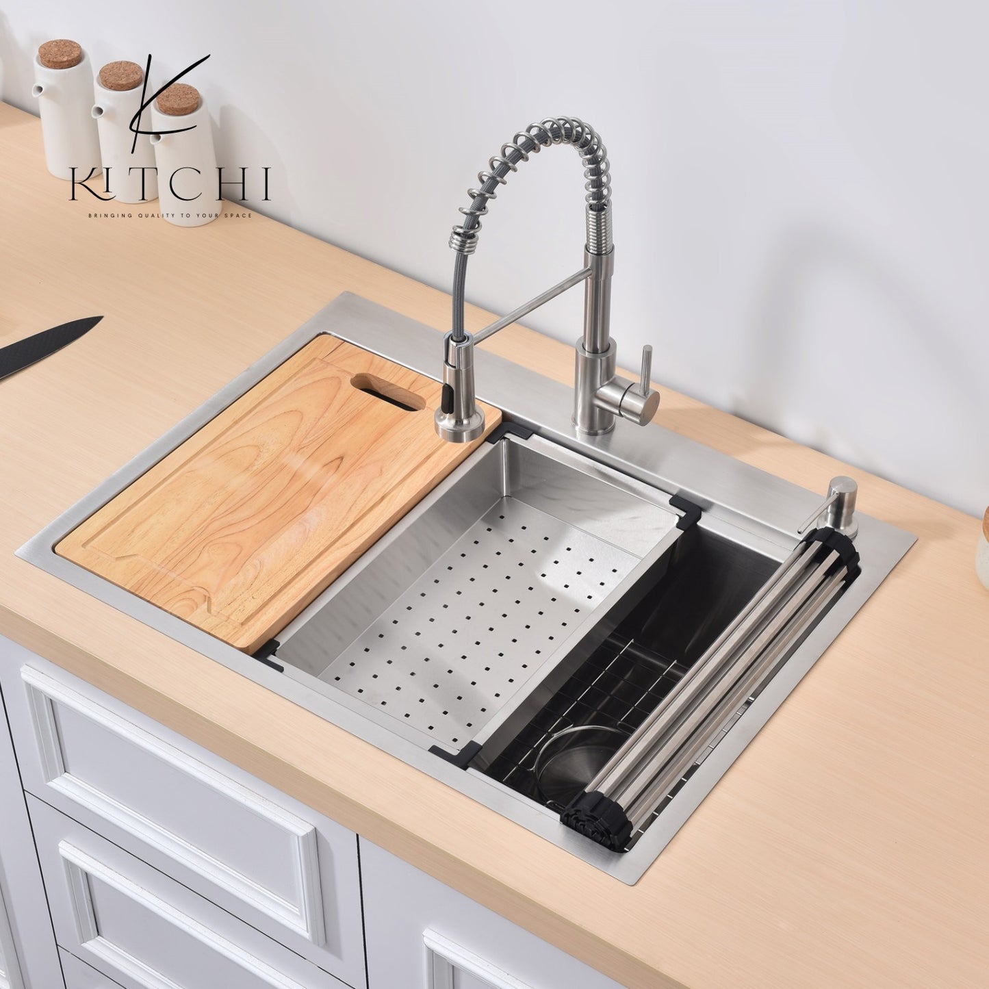 30" Dual Mount Kitchen Sink, 16 Gauge Stainless Steel Sink Workstation Ledge Single Bowl