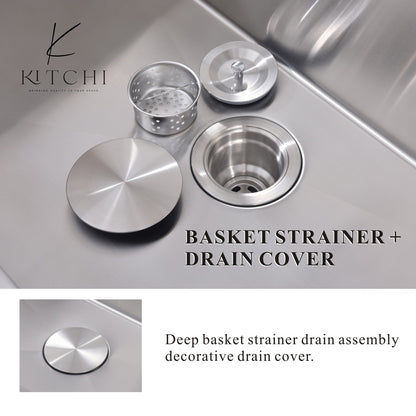 33"  Single Bowl Stainless Steel Dual Mount Kitchen Sink in satin Color