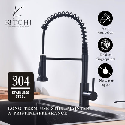 Single Handle Spring Kitchen Sink Faucet with Pull Down