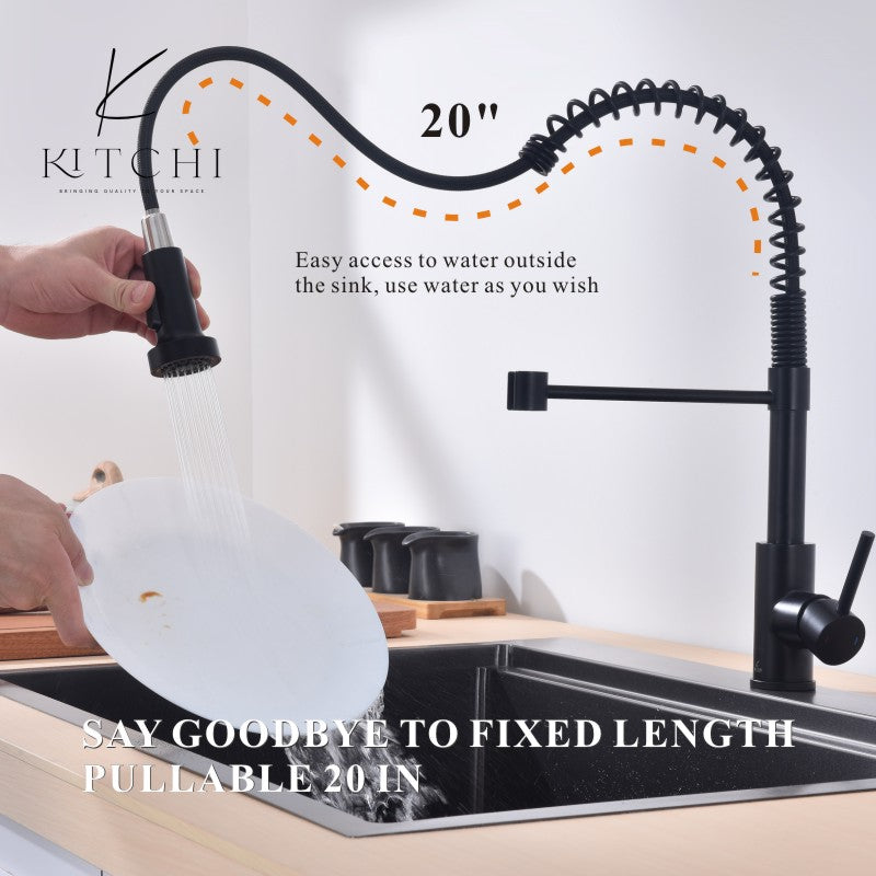 Single Handle Spring Kitchen Sink Faucet with Pull Down