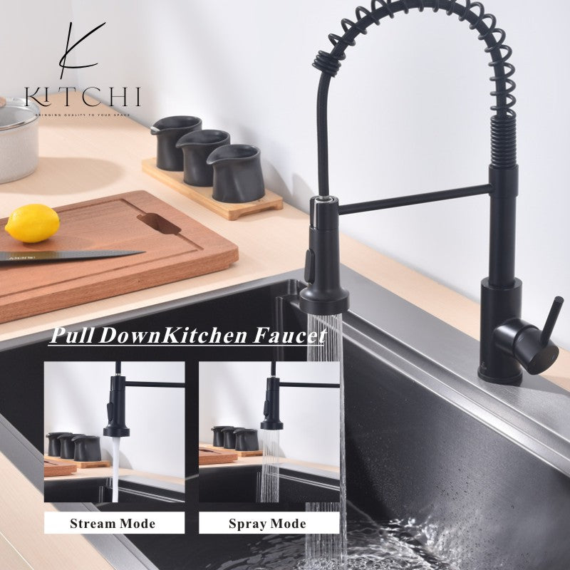 Single Handle Spring Kitchen Sink Faucet with Pull Down