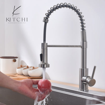 Single Handle Spring Kitchen Sink Faucet with Pull Down