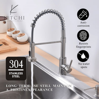 Single Handle Spring Kitchen Sink Faucet with Pull Down