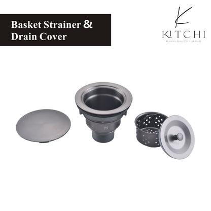 Stainless Steel 3-1/2" Basket Strainer with Drain Assembly And Drain Cover In Black