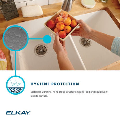 Elkay Quartz Classic White Quartz 33 in. Equal Double Bowl Undermount Kitchen Sink